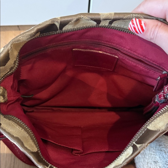 Coach Tan and Red Crossbody Bag Signature heritage y2k purse stripe designer - Picture 12 of 13
